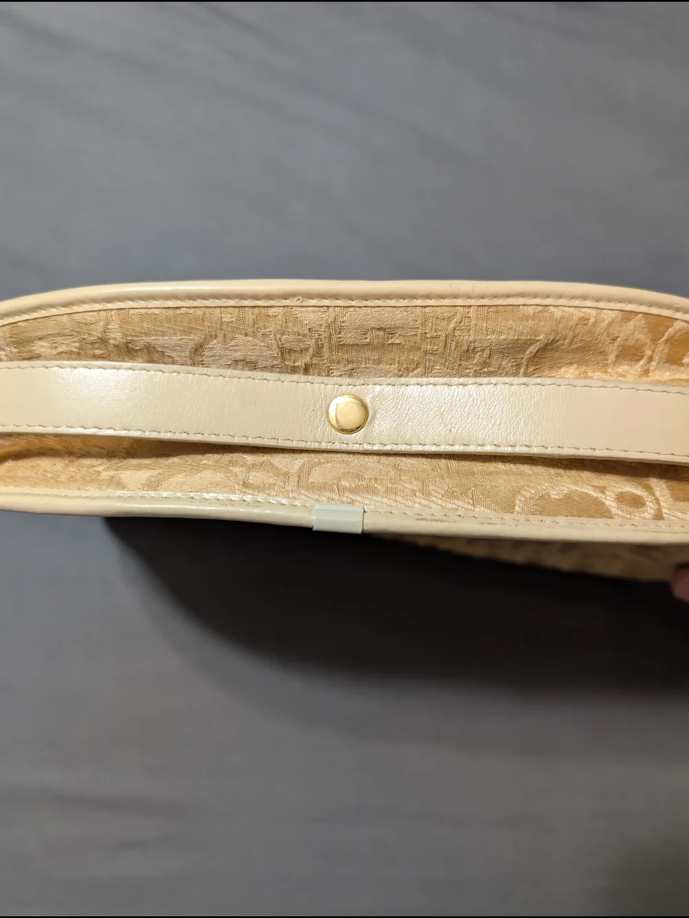 Vintage Christian Dior Trotter Oblique Beige Shoulder Bag Gold CD Logo France